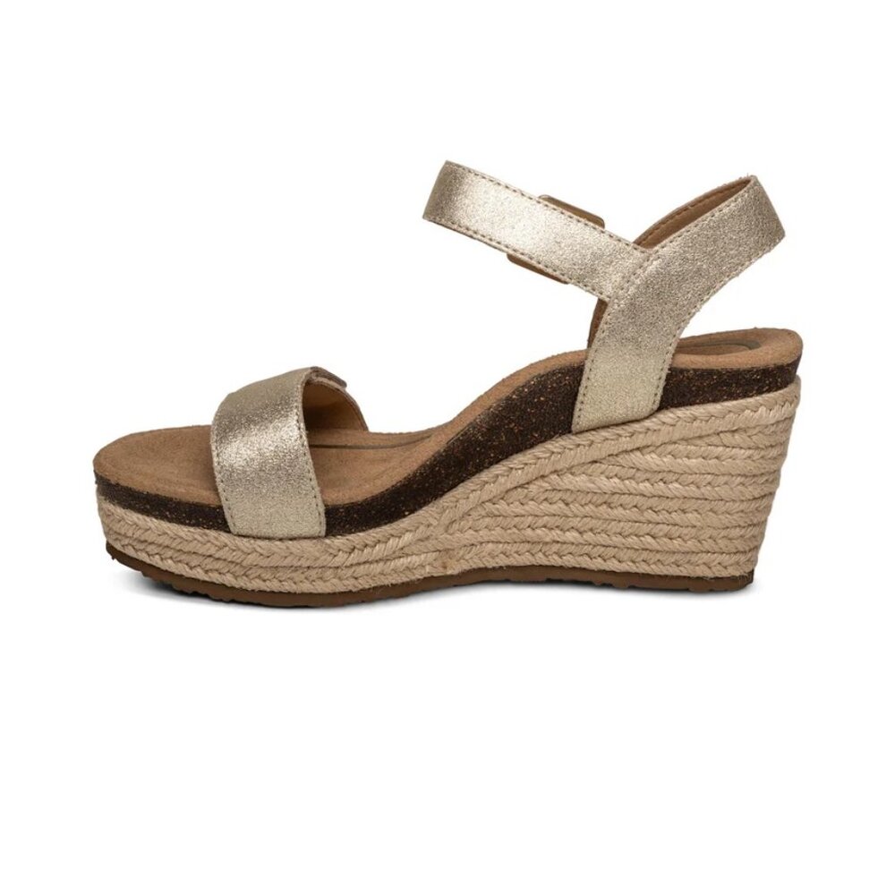 BRAND NEW Aetrex Syndney Quarter Strap Espadrille Wedge - Picture 2 of 4